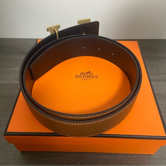 Hermes Brown Belt with Gold H Buckle - Picture 2 of 4